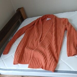 Laundry By Shelli Segal Orange Cable Knit Open-Front Cardigan